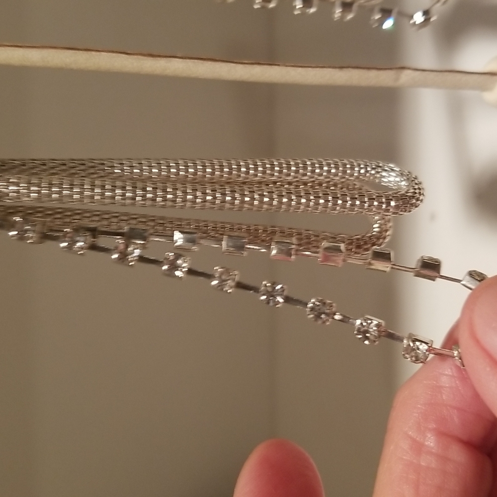 SILVER EARRINGS WITH DANGLING RHINESTONES - Picture 4 of 5